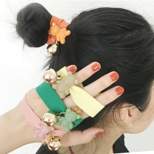 2019 New Hair Rope Hot Sale Jewelry Fashion Popular Personality Cute Girl Simple Bear Ball Ball Ring Cute Children Wholesale