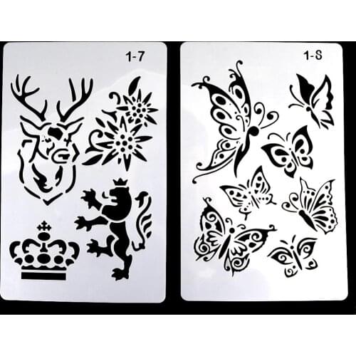 12 Design DIY Painting Template Hollow Graphics Home Wall Painting Decoration Scrapbook Album Diary Drawing Embossing Stencils