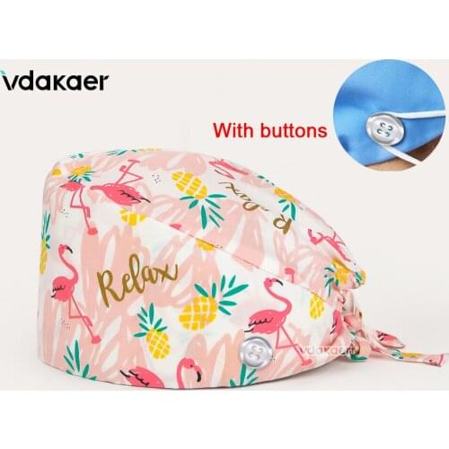 New Students Practical Health Work Scrub Hat Pet Beautician Print Scrubs Caps Unisex Men Female Scrubs Hats Lab Cap Headkerchief