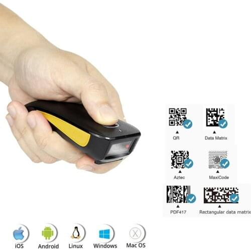 NETUM C750 Bluetooth 2D Barcode Scanner Pocket Wireless QR Reader Data Matrix PDF417 IOS Android Windows