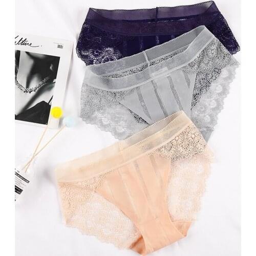 3 Pieces Sexy Womans Briefs Lace Lingerie Underwear For Woman High Quality Soft Hot Sale Fashion Female Panties M-XL BANNIROU