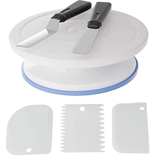 6 Pcs Cake Decorating Kit, 11 Inch Rotating Cake Turntable for Decorating Rotating Cake Stand, Cake Decorating Turntable
