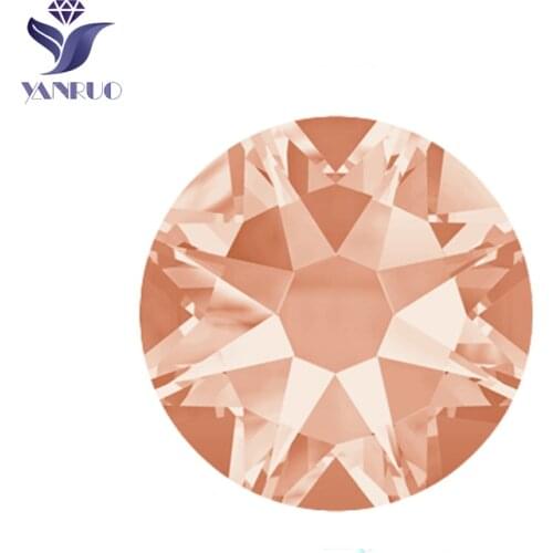YANRUO #2088HF SS20 Lt.Peach 1440Pcs 8 Big 8 Small Flatback Strass Hotfix Rhinestone Crystal Hot Fix For Clothing