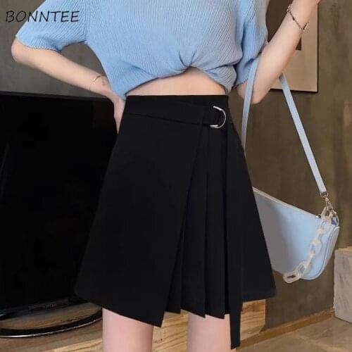 Skirts Women Ulzzang Design Sashes Black Cool Girls Casual High Waist All Match Daily XS-3XL Summer Stylish Popular Preppy Chic