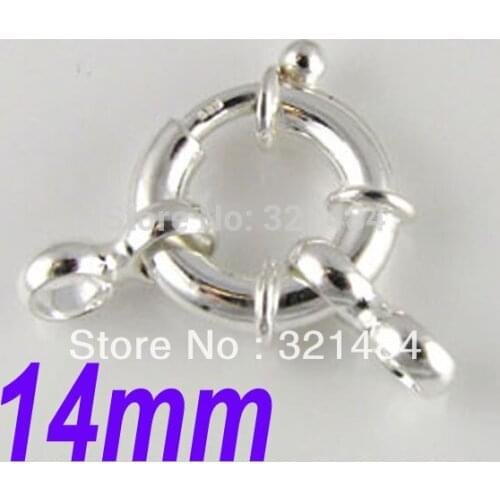 100pcs 14mm Bright Silver Plated Claw Spring Clasp/Ring Clasp Jewelry Findings