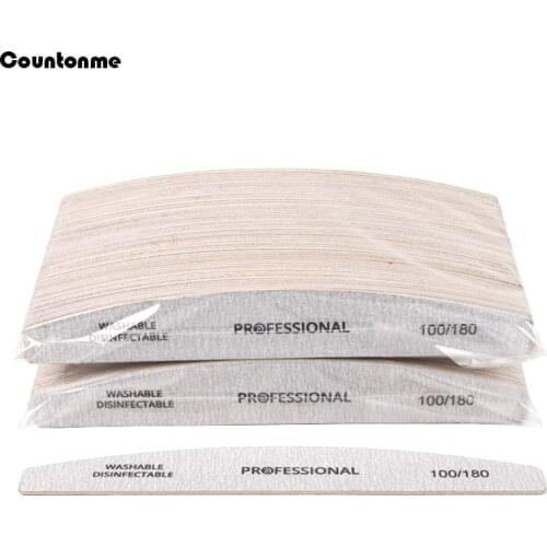 100PcsThick Wood Nail File 100/180 Grit Grey Boat lime a ongle professionel Files For Manicure nagelvijl Pedicure Sanding Stick