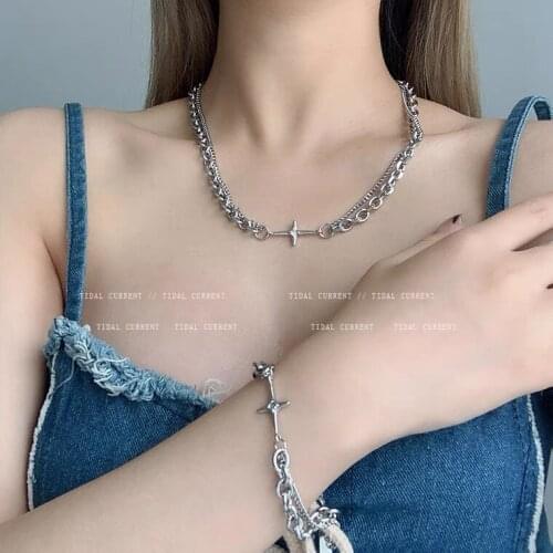 12pcs/lot Brand Sweet Cool Cross Necklaces and Bracelets Female Clavicle Chain Trend Accessories for Women