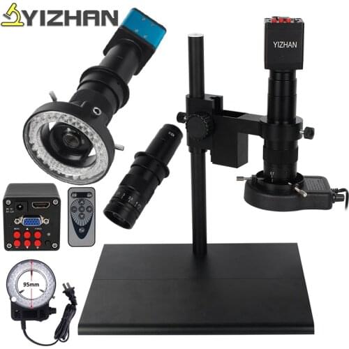 16MP HDMI VGA 720P/1080P 60F/S Industrial Microscope Camera LED Ring Light 180X C mount lens Big Workbench Stand Chip Repair