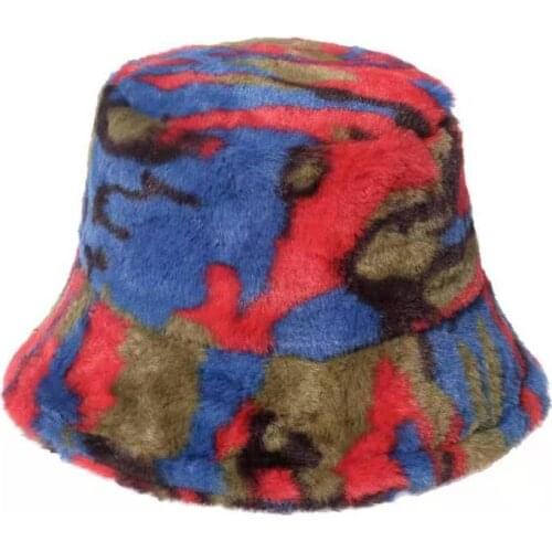 2021 Fashion Artificial Fur Vintage Bucket Hat Women Autumn Winter Warm Thickened Fisherman Hat Panama Plush Basin Hat Lady Caps