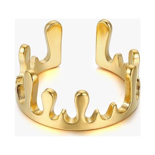 2021 New Arrival Crown Open Ring 18 K Gold Ring for Woman Lady Fashion 316 Titanium Stainless Steel Jewelry Accessory Wholesale