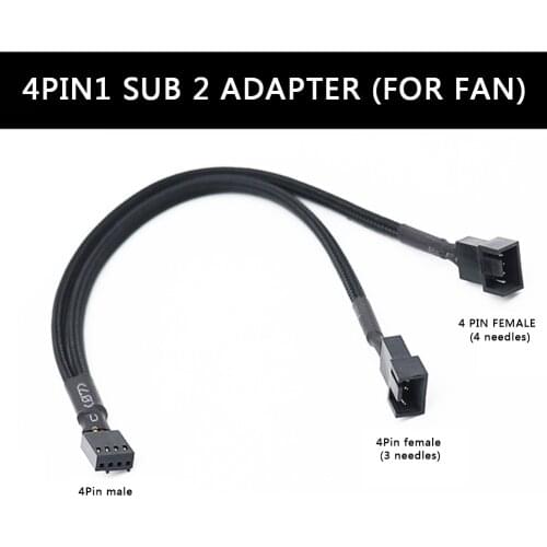 4 Pin Y Splitter Cable 4 Pin PWM Female to 3/4 Pin Motherboard CPU Fan PC Case Fan Extension Adapter Cable Fan Cooling Accessory