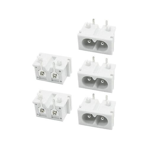 5Pcs White Plastic PCB Board IEC320 Inlet C8 Power Adapter Outlet AC 250V 2A