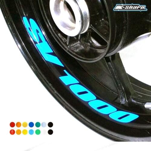 8 X custom inner motorcycle rim stickers wheel reflective decals stripes For SUZUKI SV1000