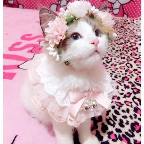 Pet Accessories Dog Necklace Cat Handcrafted Pet Wreath Cat Artificial Flower Headdress