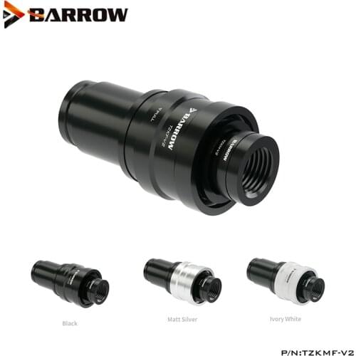 Barrow Wate Valve Male To Female Water Cooling Quick Disconnect Connector Stop Brass Fittings ,Black Silver Bold TZKMF-V2