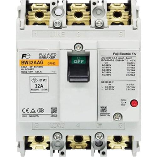 BW32AAG-3P032 3P | 32A | 32A | 1.5kA BW plastic case distribution protection circuit breaker