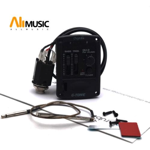 Cherub G-Tone Series Acoustic Ukulele Preamp GU-3 Piezo Pickup 2 Band EQ Equalizer Black