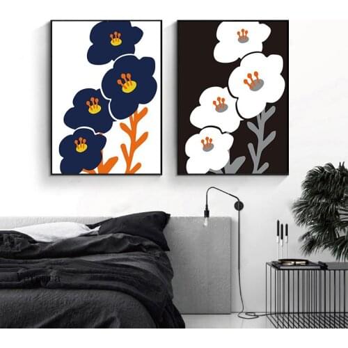 Nordic Style Floral Poster Colorful Flowers Canvas Painting Print Black White Wall Art Picture for Living Room Kitchen Decor