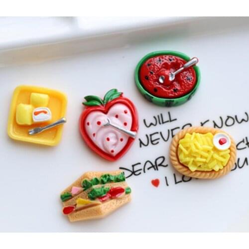20pcs/lot Cute food fruit Cartoon Flatback Planar Resin Bow Materials DIY Arts Crafts Sticker Accessories