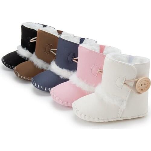 Baby Snow Boots For Girls Boys Winter Boots Baby Buckle Warm Plush Winter Shoes Kids Warm Cotton Shoes Boots