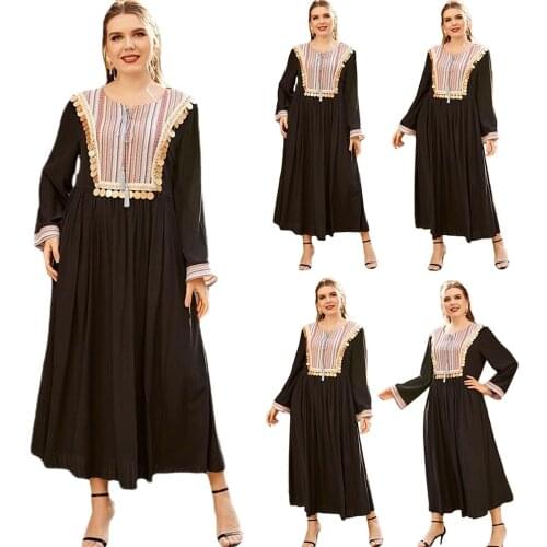 Bohemia Muslim Women Long Dress Ethnic Vintage Islamic Kaftan Arab Abaya Ramadan Turkish Middle East Robe Gown Spring Summer New