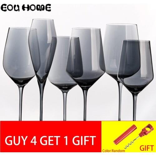 European Silver Grey Glass Goblet Flutes Household Party Lover Life Champagne Crystal Grape Red Wine Glasses Wedding Drinkware
