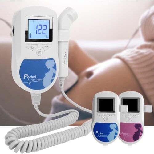 Fetal doppler, 3mhz probe prenatal heart baby sound monitor, blue and pink handheld monitor