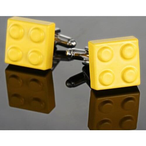 AS High quality yellow building block Cufflinks new fashion jewelry brand mens clothing Cufflinks lawyer shirt badge pin gift