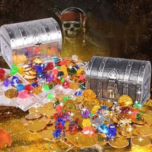 Captain Pirate Treasure Chest Child Treasure Chest Coin Toy Play Money Treasure Hunt Game Money Banking Toys Kids Pretend Play