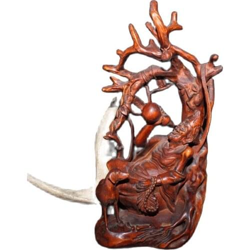 China Old Boxwood Carved Jigong Living Buddha Decoration Statue