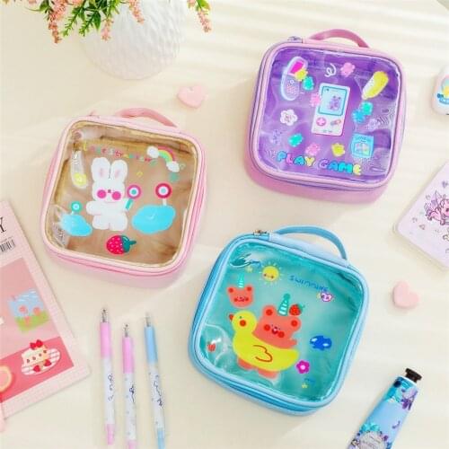 Jelly Bear Cosmetic Case PVC Portable Makeup Storage Bag Women Waterproof Travel Toiletry Pouch Girl Rabbit Transparent Wash Bag