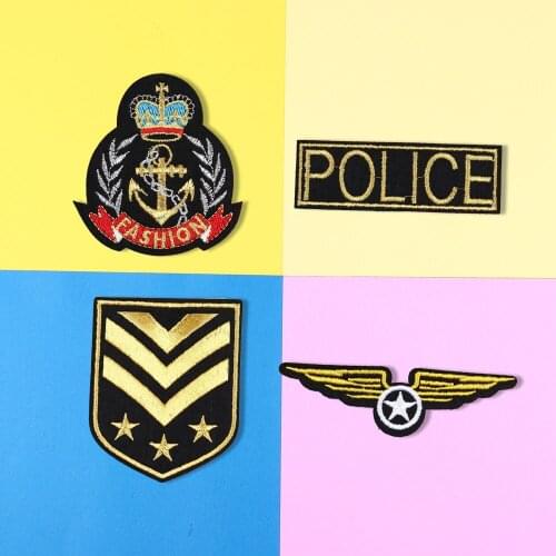 Fashion flight Badge letter Embroidery college Patches 3D Badge Patch Military Armband Backside Tactical Patches Appliques