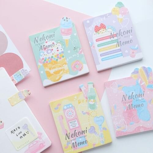 Ice Cream Cake Bear Kawaii Nekoni Loose Leaf Memo Pad Notes Bookmark School Office Supply