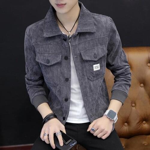 2021 Spring Autumn Jacket Denim Jacket Corduroy Mens Winter Fashion Thickened Clothes Trend Lapel Tooling Streetwear Jackets