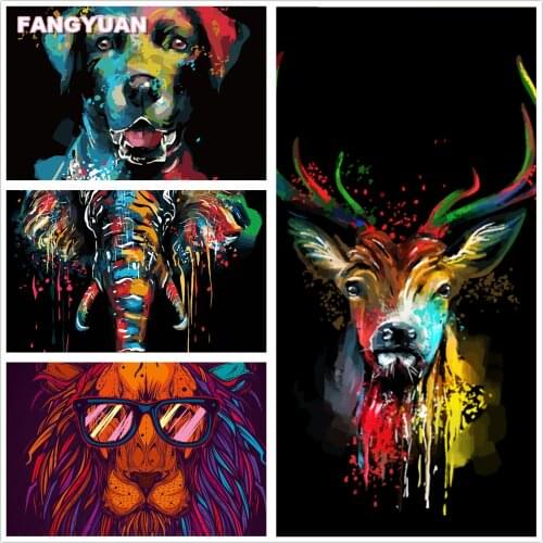 5D Diy Diamond Art Painting Accessories Colorful Graffiti Animal Dog Lion Diamond Embroidery Mosaic Cross Stitch Kits Home Decor