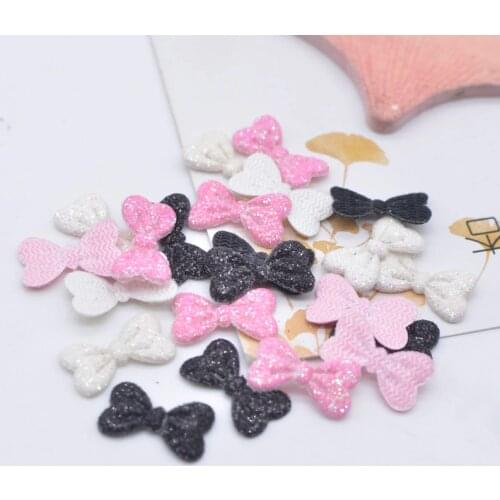 Wholesale 1000Pcs 15*9mm Glitter Fabric Padded Bow Tie Appliques for DIY Hat Ornament Hairpin Bow Decor Accessories Patches