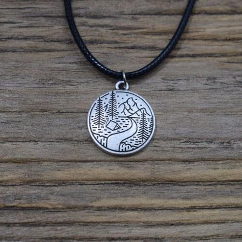 Mountain pine tree necklace camping jewelry