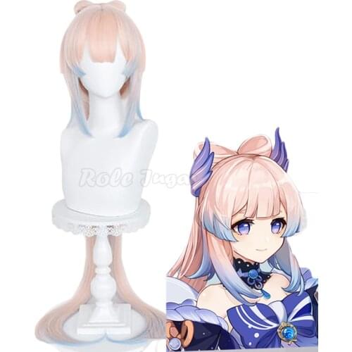 Game Genshin Impact Cosplay Wigs Halloween Women Sangonomiya Kokomi Long Gradient Synthetic Hair Anime Wig C59M275