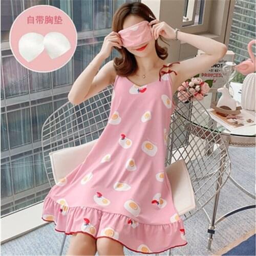 2020 New Fashion Sexy Women Pajamas EyeMas Satin Sleepwear Pijama Silk Home Wear Embroidery Sleep Lounge Pyjama with Chest Pads