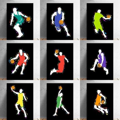 Basketball Sport Model Basketball Pose Canvas Painting Posters and Prints Wall Art for Living Room Home Decoration Painting