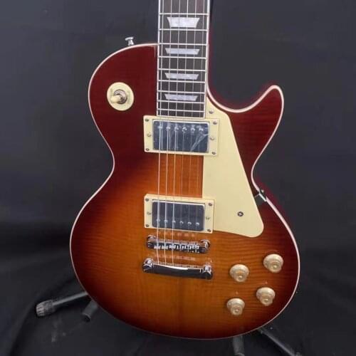 Standard Electric Guitar Tiger Maple Top Silver Hardware High Quality Tobacco Sunburst Color Free Shipping Rosewood Fingerboard