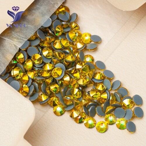 YANRUO 2058HF All Sizes Citrine AB Flatback Glass Stone Hotfix Rhinestones Iron On Crystal Strass Hot Fix