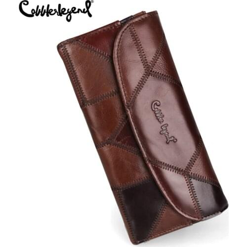 Cobbler Legend Genuine Leather Women Wallet Crazy Horse Cowhide Lady Vintage Handmade Long Thin Wallets Purse Card Holder Purse