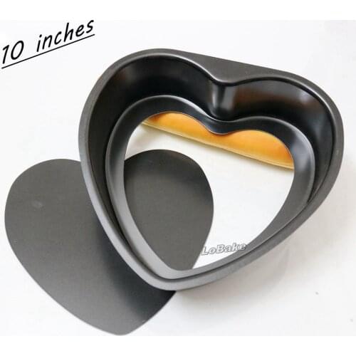 10 inches removable bottom heart shape nonstick aluminium chiffon cake mold baking mould DIY cooking tools kitchen accessories