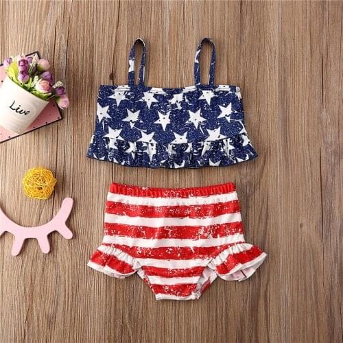 2021 Summer Toddler Kids Baby Girl Bikini Sets 1-6Y Ruffle Swimwear Swimsuit Bathing Suit Beachwear