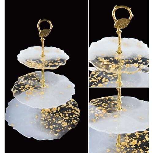 3 Pcs DIY Three Layer Fruit Tray Epoxy Resin Mold Tea Tray Silica Gel Mold Crystal Table Tray UV Glue Jewelry Making Tools