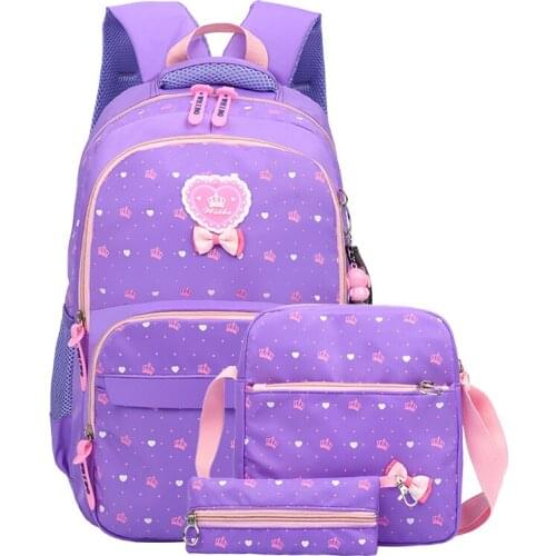 3Pcs/set Crown Printing School Bags for Teenage Girls Pattern Fresh princess school bag Female Backpacks mochila Sac a dos