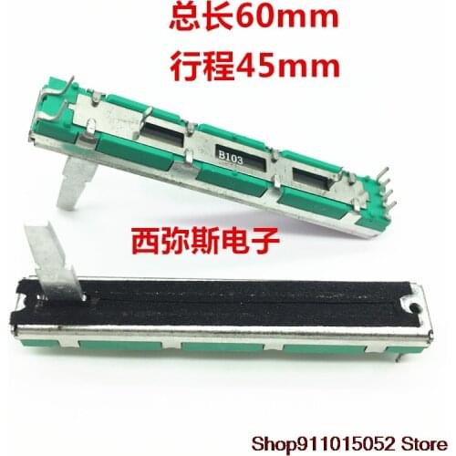 5 PCS straight sliding resistance potentiometer 60 mm travel 45 mm B10K double channel mixer sliding potentiometer