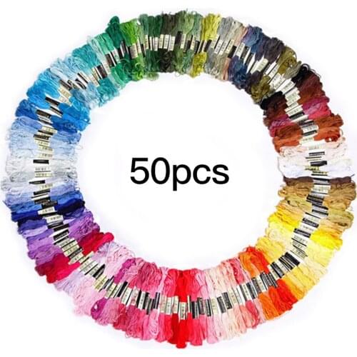 50pcs Color Random Embroidery 6-cord-thread DIYCross Stitch Cotton Embroidery Thread Floss Sewing Skeins Craft