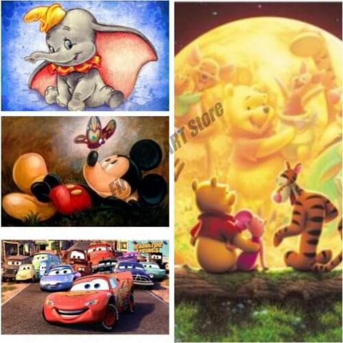 5D Round Diamond Painting Disney Winnie The Pooh Bear Tiger Diamond Embroidery Full Square Drill Cross Stitch Kits Home Decor